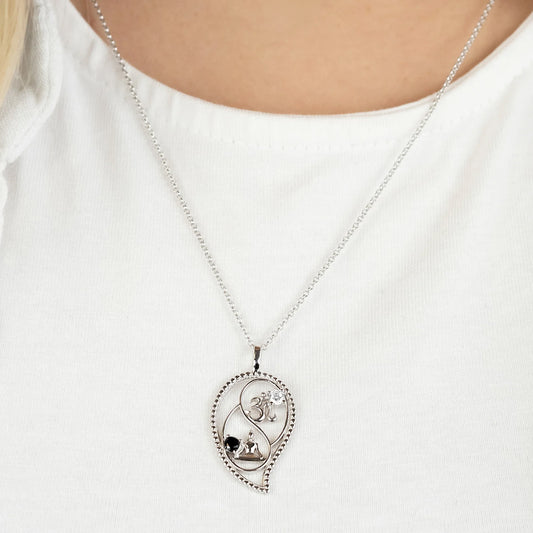 ENGELSRUFER SILVER YIN YANG BALANCE BUDDHA OM CZ NECKLACE