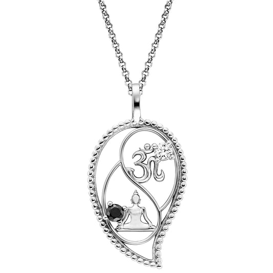 ENGELSRUFER SILVER YIN YANG BALANCE BUDDHA OM CZ NECKLACE