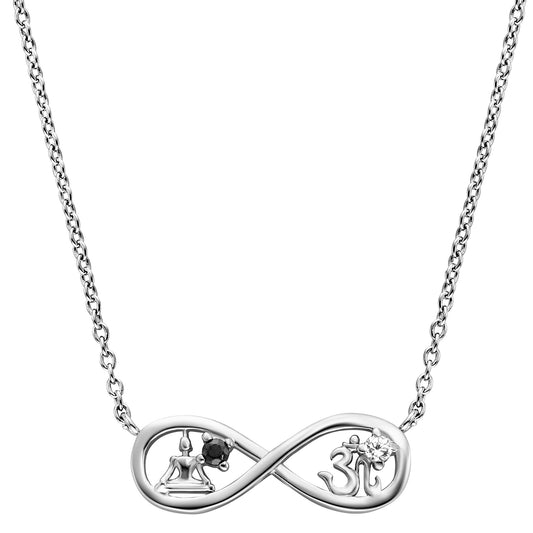 ENGELSRUFER SILVER YIN YANG BUDDHA OM INFINITY CZ NECKLACE
