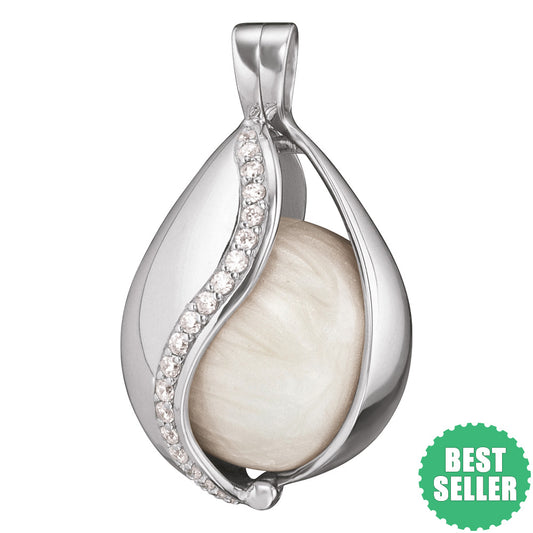 ENGELSRUFER SILVER TEAR OF HEAVEN CZ SOUNDBALL PENDANT