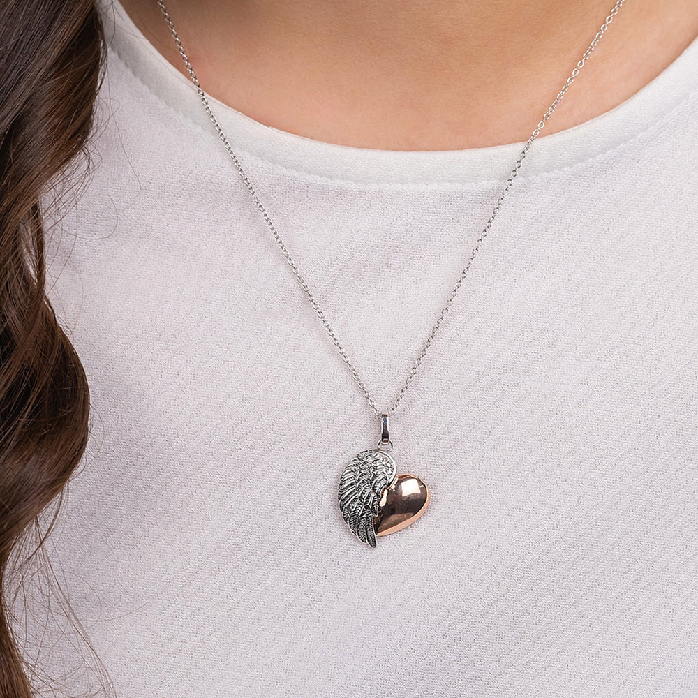 ENGELSRUFER SILVER & ROSE GOLD HEARTWING PENDANT