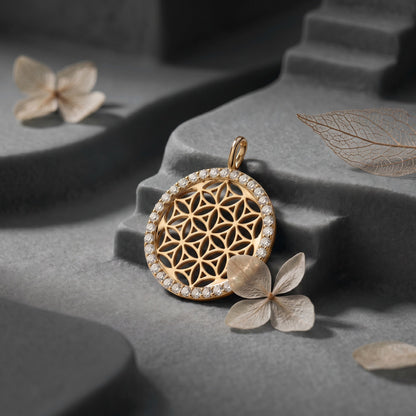 ENGELSRUFER GOLD FLOWER OF LIFE CZ PENDANT