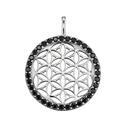 ENGELSRUFER SILVER FLOWER OF LIFE BLACK CZ PENDANT