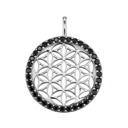 ENGELSRUFER SILVER FLOWER OF LIFE BLACK CZ PENDANT