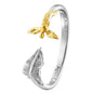 ENGELSRUFER SILVER GOLD FEATHER ANGEL ADJUSTABLE RING
