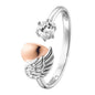 ENGELSRUFER SILVER ROSE GOLD HEARTWING CZ ADJUSTABLE RING