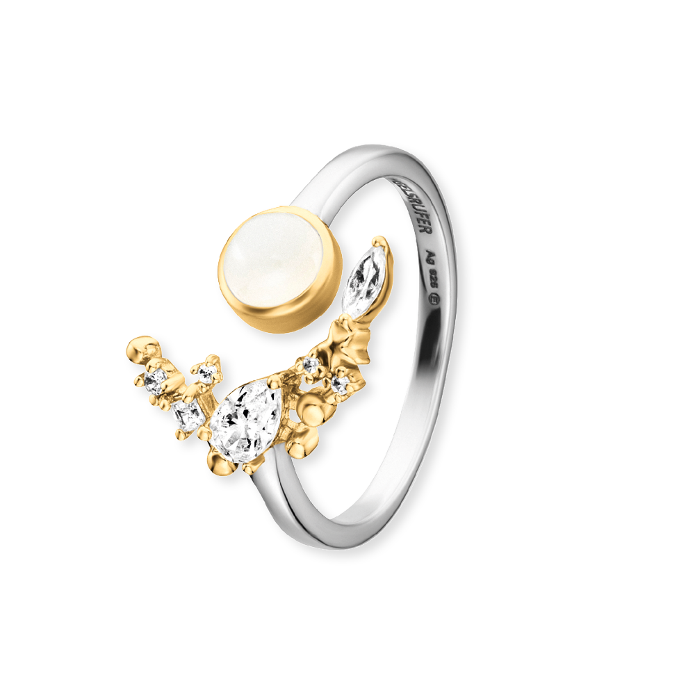 ENGELSRUFER SILVER GOLD MOONLIGHT MOONSTONE RING