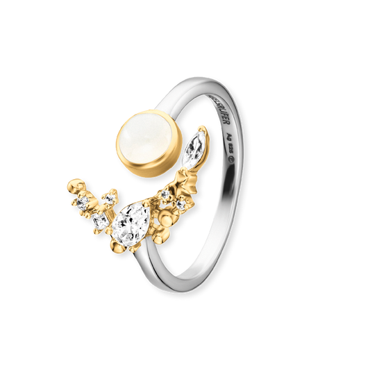 ENGELSRUFER SILVER GOLD MOONLIGHT MOONSTONE RING