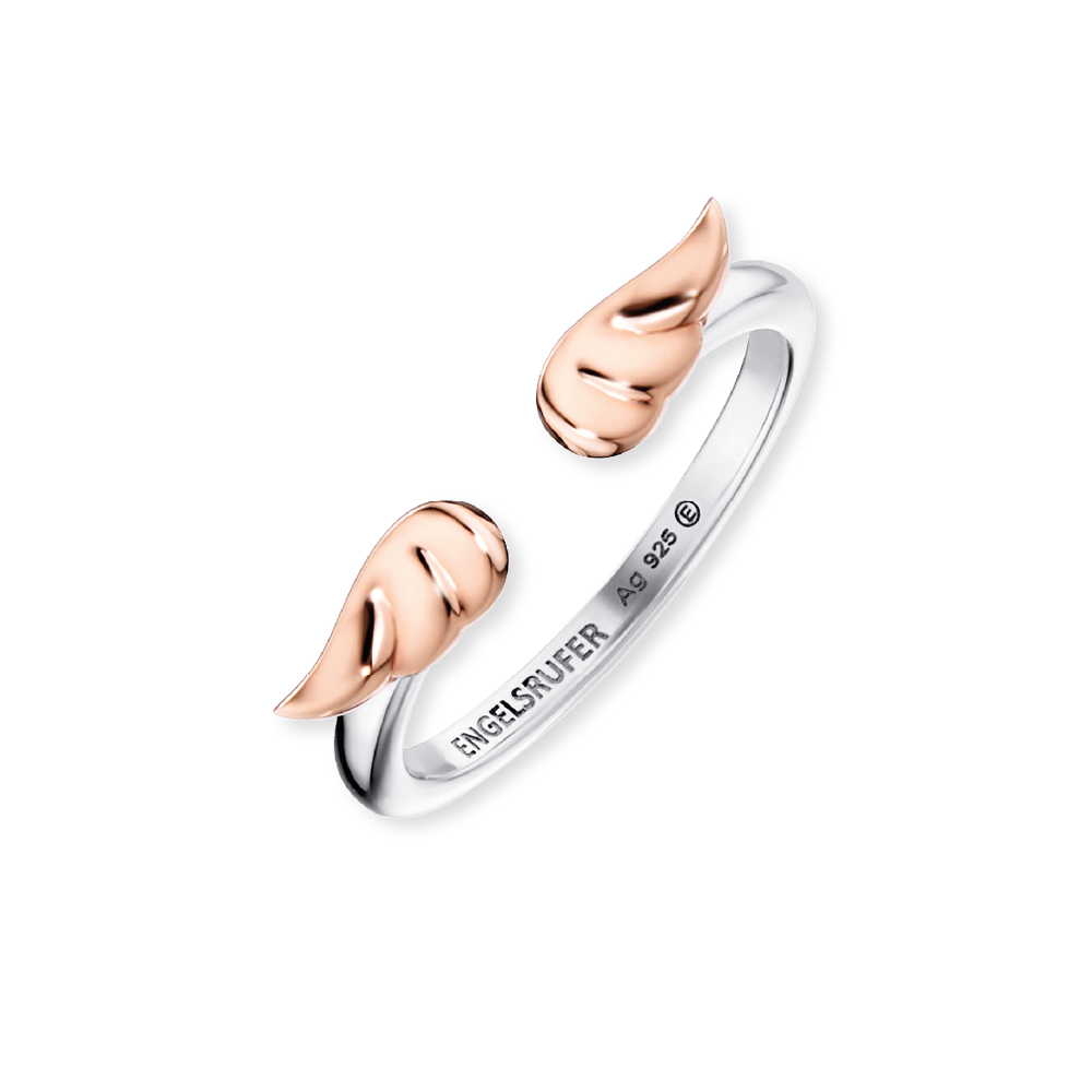 ENGELSRUFER SILVER ROSE GOLD DOUBLE WING RING