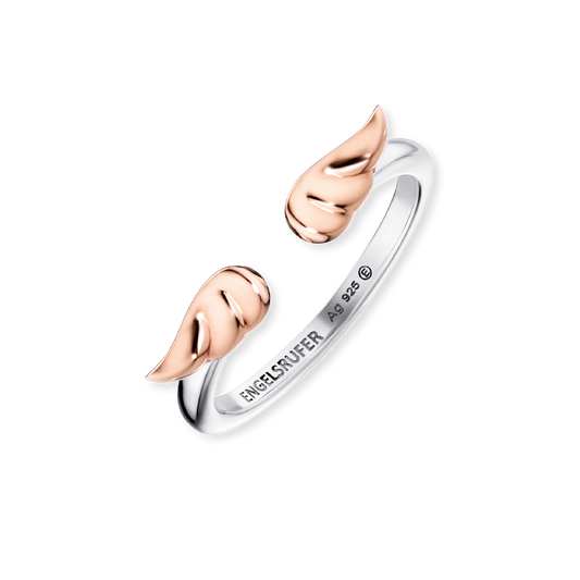 ENGELSRUFER SILVER ROSE GOLD DOUBLE WING RING
