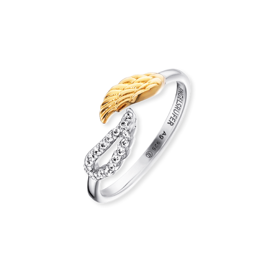 ENGELSRUFER SILVER GOLD DOUBLE CZ WING RING