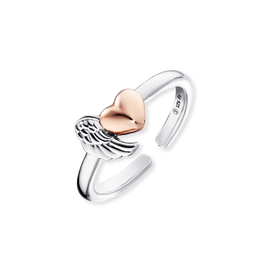 ENGELSRUFER SILVER ROSE GOLD HEARTWING RING