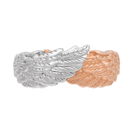 ENGELSRUFER SILVER ROSE GOLD WINGS RING