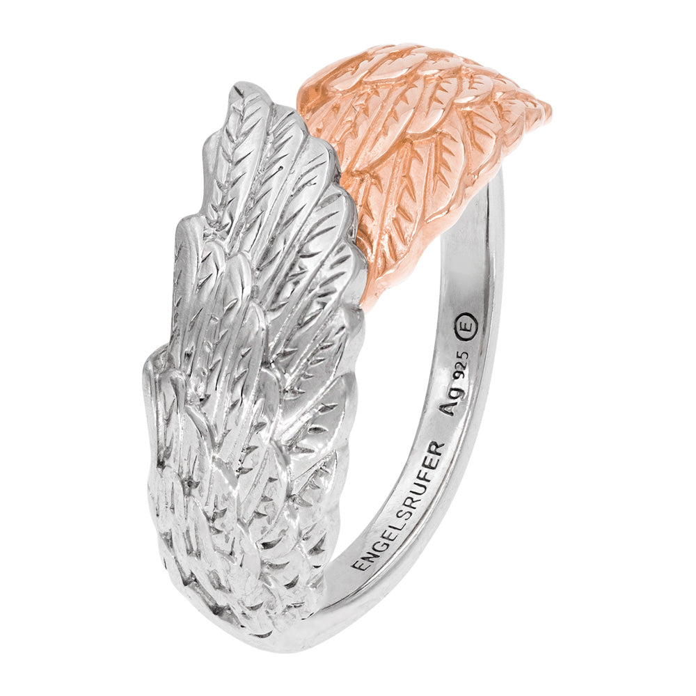 ENGELSRUFER SILVER ROSE GOLD WINGS RING