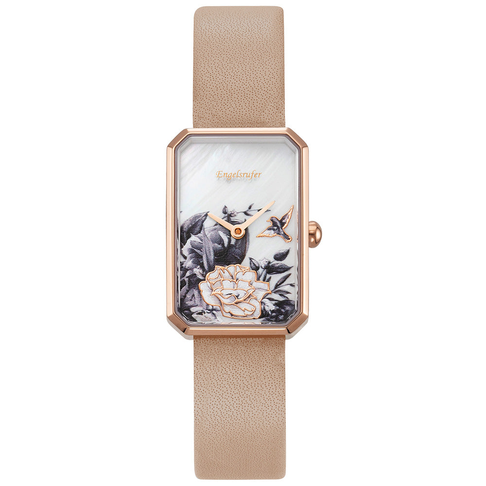 ENGELSRUFER ROMANTIC GARDEN OBLONG ROSE GOLD WATCH