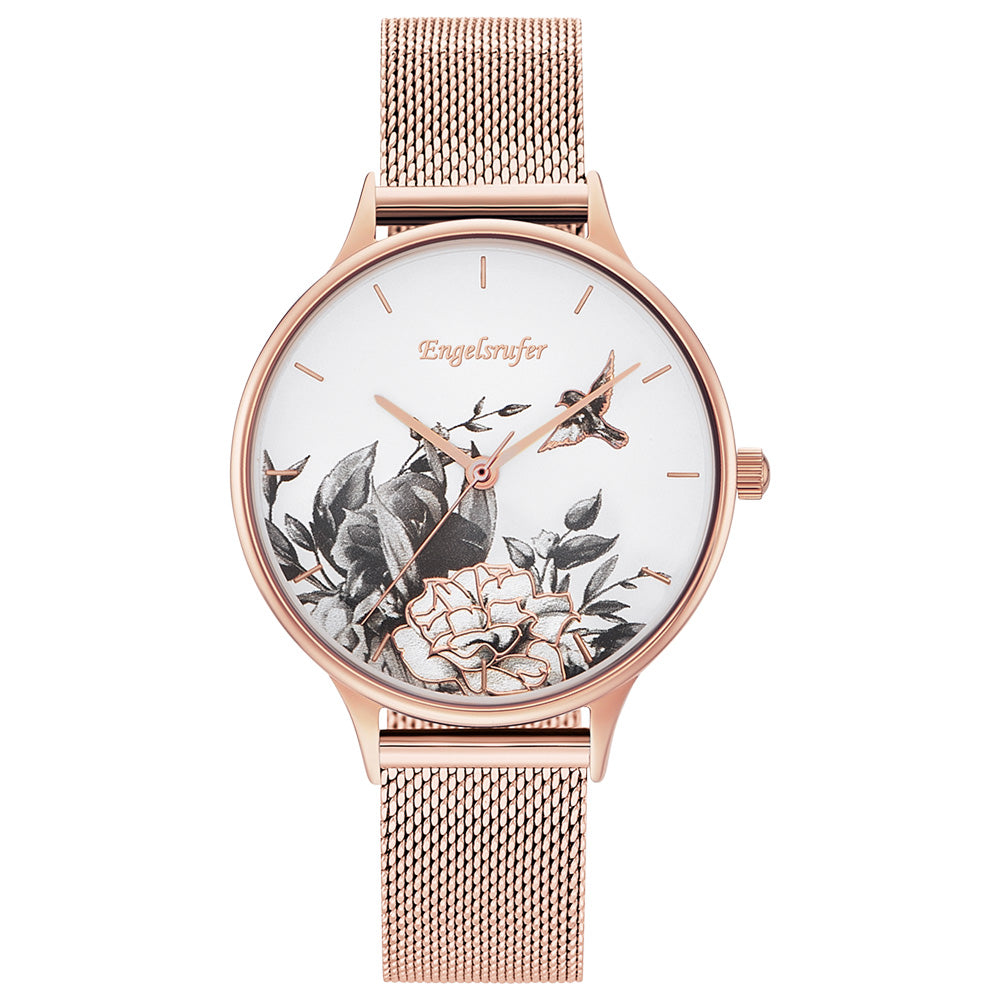 ENGELSRUFER ROMANTIC GARDEN ROSE GOLD MESH WATCH