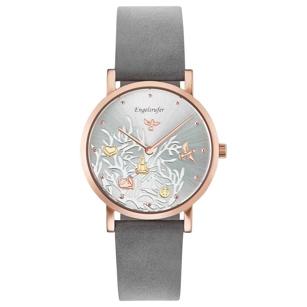 ENGELSRUFER TREE OF LIFE DIAL ROSE GOLD LEATHER WATCH