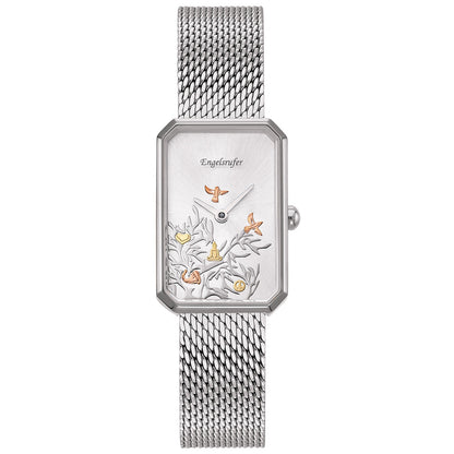 ENGELSRUFER TREE OF LIFE OBLONG SILVER MESH WATCH