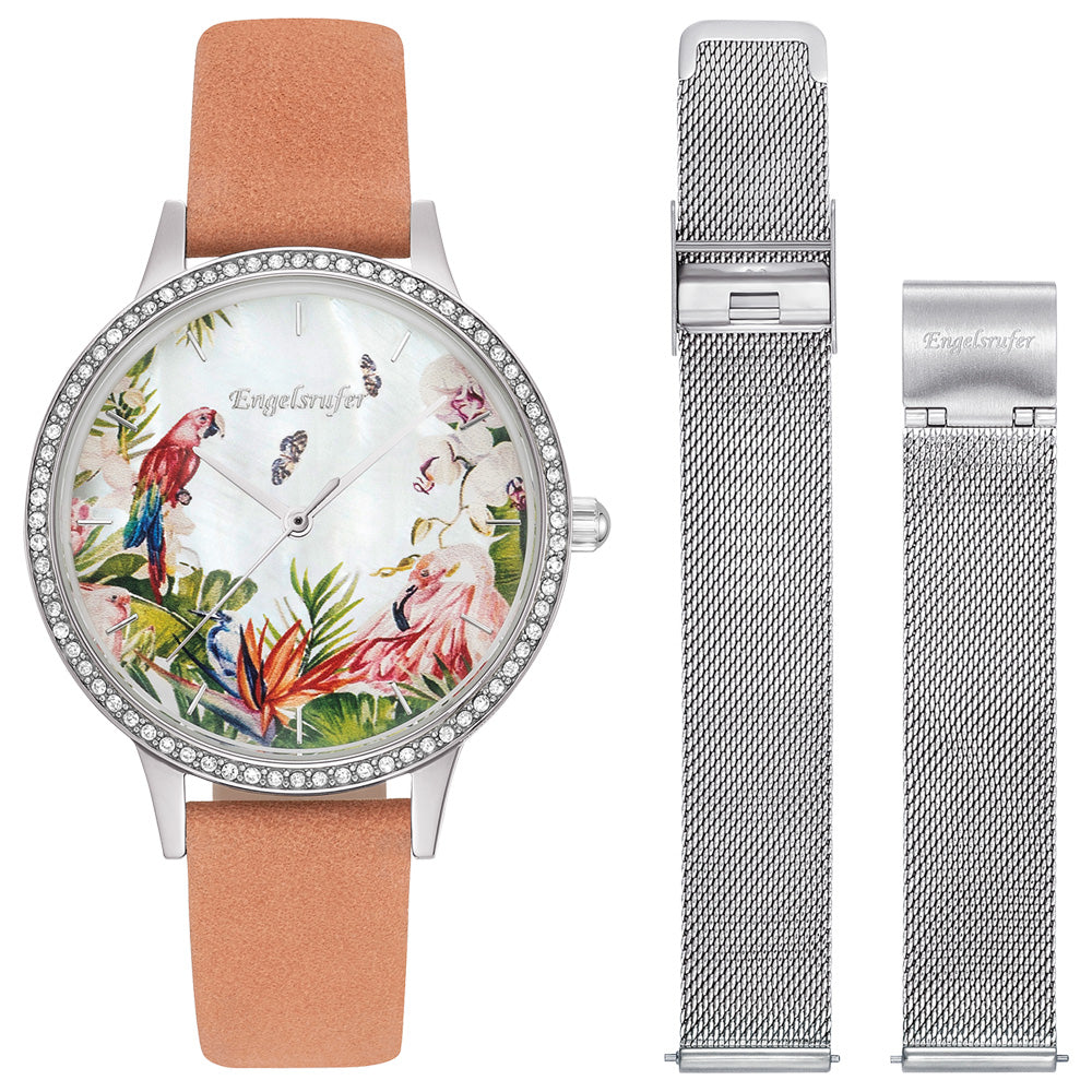ENGELSRUFER PARADISE SILVER CZ SURROUND INTERCHANGEABLE WATCH