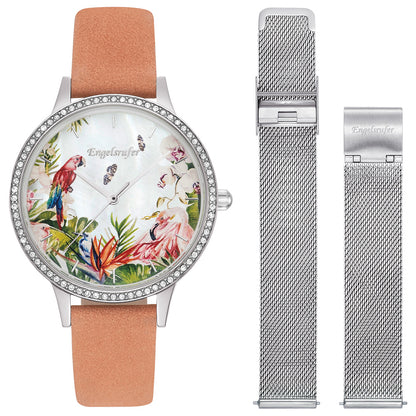 ENGELSRUFER PARADISE SILVER CZ SURROUND INTERCHANGEABLE WATCH