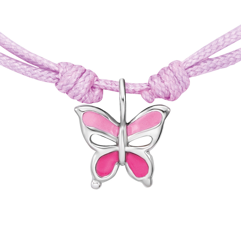 HERZENGEL SILVER BUTTERFLY ADJUSTABLE CORD BRACELET
