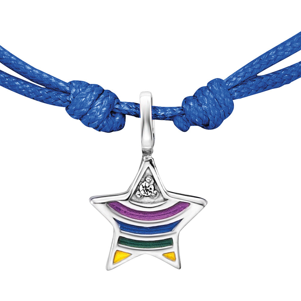 HERZENGEL SILVER RAINBOW STAR ADJUSTABLE CORD BRACELET