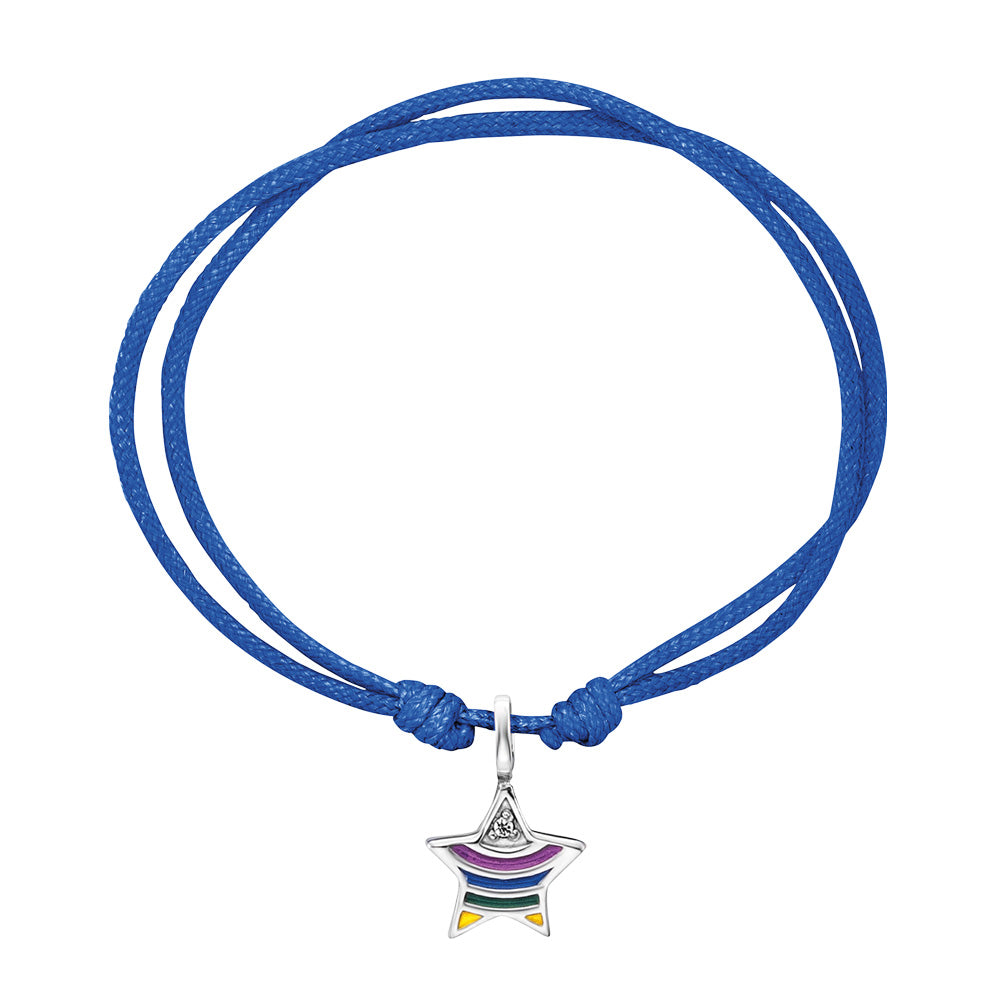 HERZENGEL SILVER RAINBOW STAR ADJUSTABLE CORD BRACELET