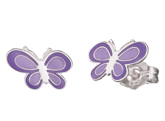 HERZENGEL PURPLE BUTTERFLY ENAMEL EARRINGS