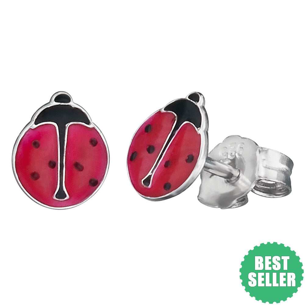 HERZENGEL RED LADYBUG ENAMEL EARRINGS