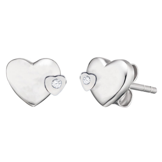 HERZENGEL TWO HEARTS SHINY CZ EARRINGS