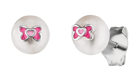HERZENGEL PINK BOW PEARL EARRINGS