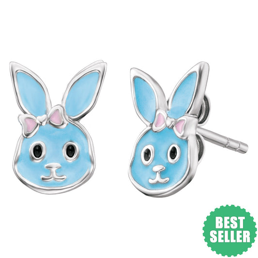 HERZENGEL BLUE BUNNY ENAMEL EARRINGS
