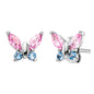 HERZENGEL BUTTERFLY PINK BLUE CHILDREN'S STUD EARRINGS