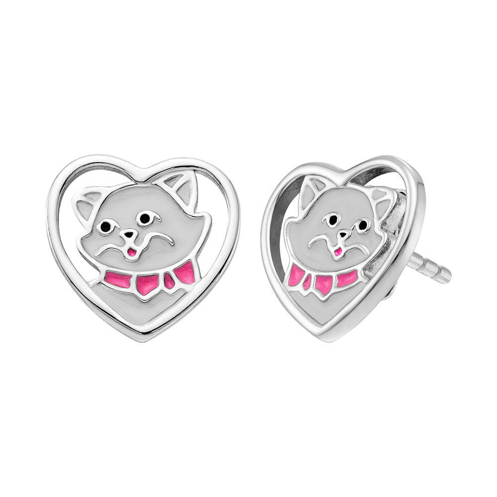 HERZENGEL CAT HEART CHILDREN'S STUD EARRINGS