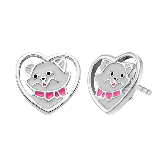 HERZENGEL CAT HEART CHILDREN'S STUD EARRINGS