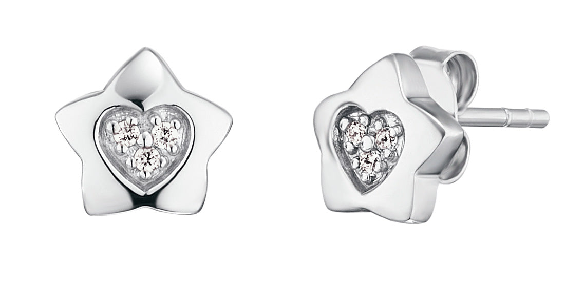 HERZENGEL HEART & STAR PAVE CZ EARRINGS