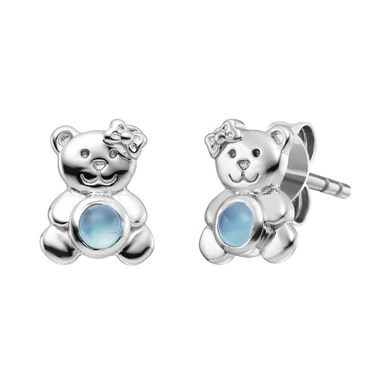 HERZENGEL SILVER TEDDY BLUE AGATE EARRINGS