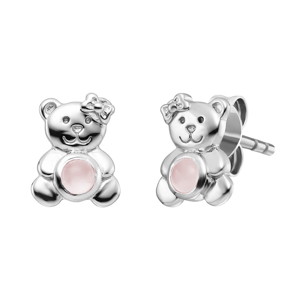 HERZENGEL SILVER TEDDY ROSE QUARTZ EARRINGS