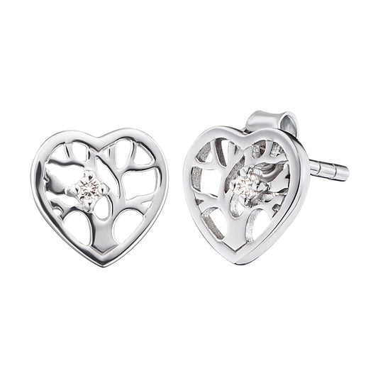 HERZENGEL TREE OF LIFE HEART CZ EARRINGS