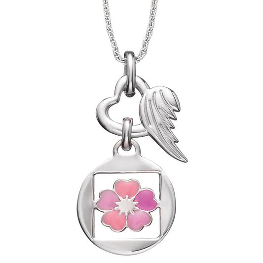 HERZENGEL BEAUTIFUL FLOWER HEART WING NECKLACE