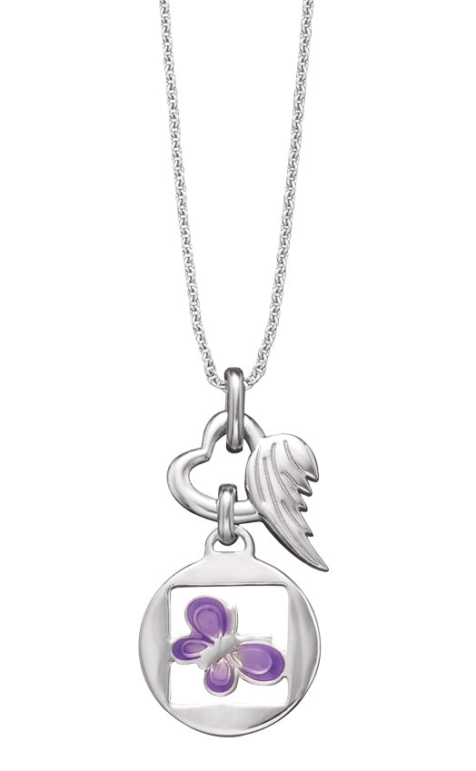 HERZENGEL PURPLE BUTTERFLY & WINGHEART NECKLACE