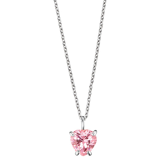 HERZENGEL PINK HEART SOLITAIRE CZ NECKLACE