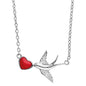 HERZENGEL SILVER RED HEART SWALLOW NECKLACE