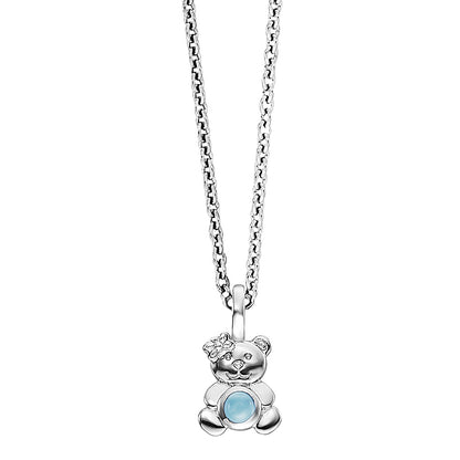 HERZENGEL SILVER TEDDY BLUE AGATE NECKLACE
