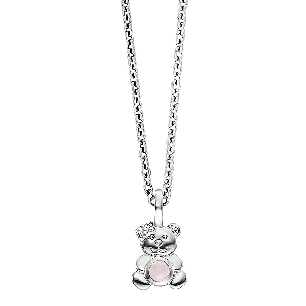 HERZENGEL SILVER TEDDY ROSE QUARTZ NECKLACE