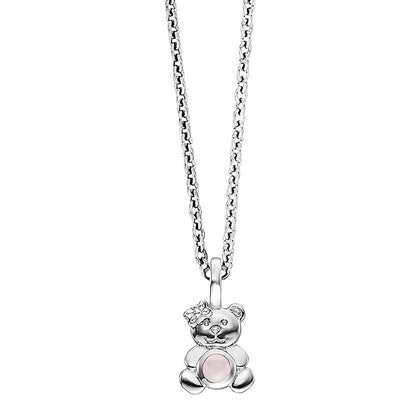 HERZENGEL SILVER TEDDY ROSE QUARTZ NECKLACE