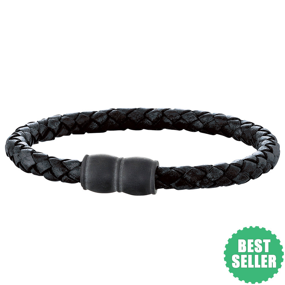 SAVE BRAVE AARON BLACK LEATHER BRACELET