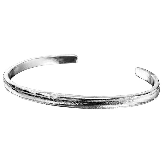 SAVE BRAVE ROUGHED MEN'S STEEL THIN CUFF BRACELET