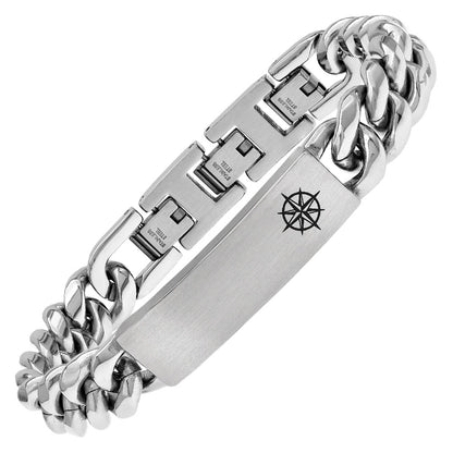 SAVE BRAVE BARNEY COMPASS ID STAINLESS STEEL BRACELET