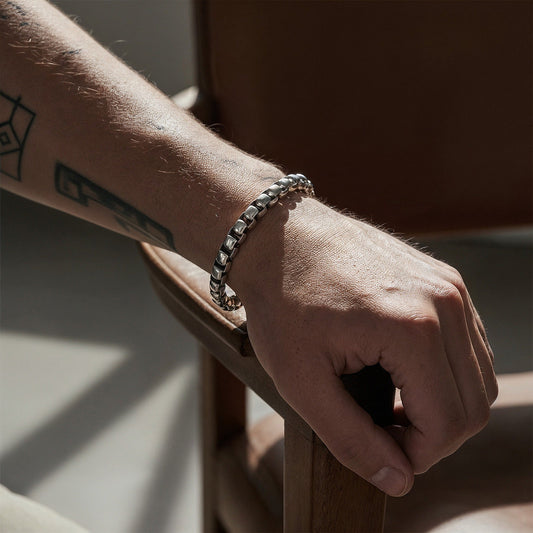 SAVE BRAVE SILVER 6MM BOX CHAIN BRACELET